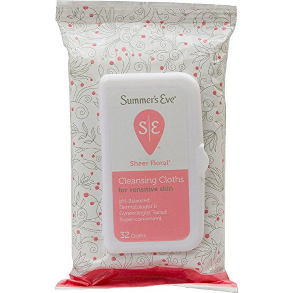 Summer's Eve Feminine Cleansing Cloths Sensitive Skin Sheer Floral 32