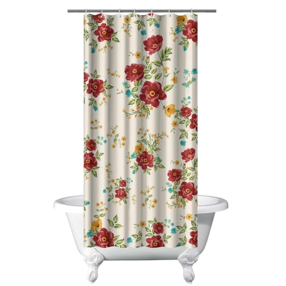 Waterproof Pioneer Shower Curtain 36x72 Inch Polyester Unique Colorful Floral Shower Curtain for Bathroom Hotel Home Decor with 7 Plastic Hooks