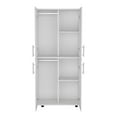 thumbnail image 5 of Depot E-Shop Armoire Wardrove 70" H, Double Doors, 6 Shelves, 2 Hanging Rods, White, 5 of 5
