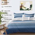 thumbnail image 3 of 3 Piece Blue Ombre Stripe Duvet Cover Set Full Size,Microfiber Comforter/Quilt Cover with Corner Ties and 2 Pillowcases,Farmhouse Striped Modern Abstract Art All Season Bedding with Zipper Closure, 3 of 8