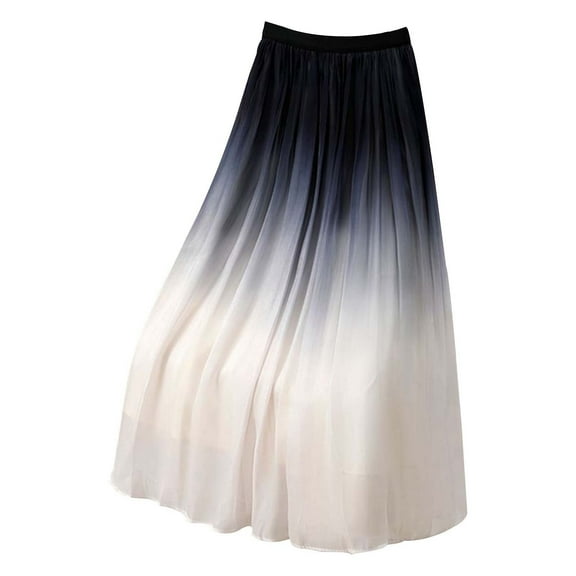 Sngxgn Women's High Waist Elasticized Waistband Flared Casual A Line Midi Skirt(Black,One Size)