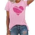 thumbnail image 4 of Short Sleeve Crewneck Baseball Print Shirts Women Casual Basic Tees Summer Tunic Going Out Tops (XL, Pink), 4 of 4