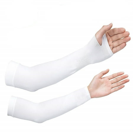 Arm Sun Sleeves - UV Protection Cooling for Men Women Sunblock Cooler Protective Outdoor Sports Running Golf Cycling Basketball Driving Fishing - White - 2 (Best Two Piece Golf Ball 2019)