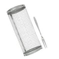 Rolling Barbecue Basket Open Grid Stainless Steel Wire Mesh Cylinder Grill Basket for Fish