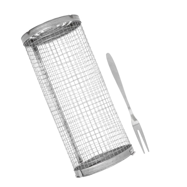 Panier de Barbecue Roulant, Panier Rond en Acier Inoxydable pour Rôtissoire à Tumble, Panier de Gril BBQ Portable, Panier de Gril Roulant BBQ pour Légumes, Viande, Steak, Crevettes, Côtelettes, Poussin