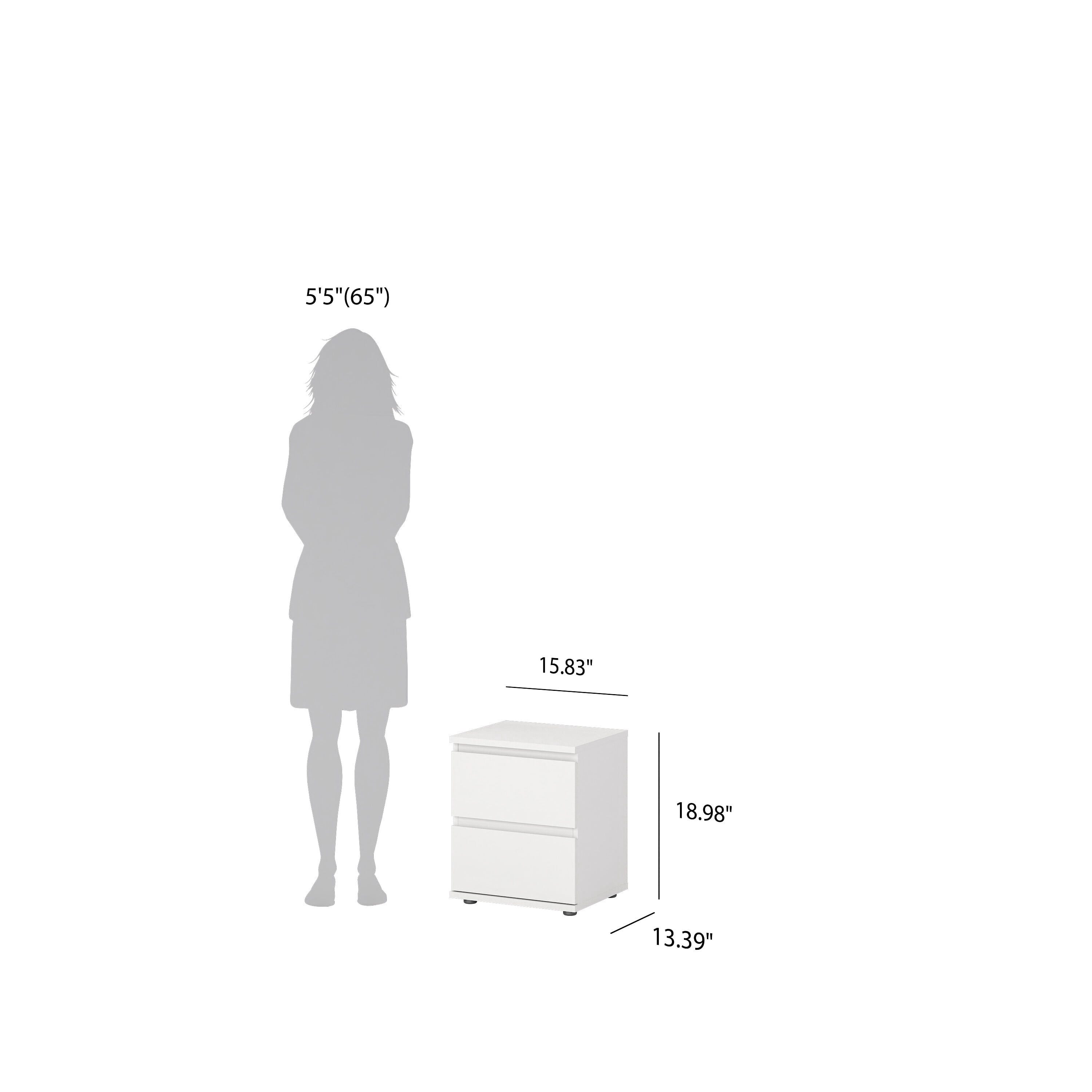 Tvilum Aurora 2 Drawer White Nightstand - Set of 2