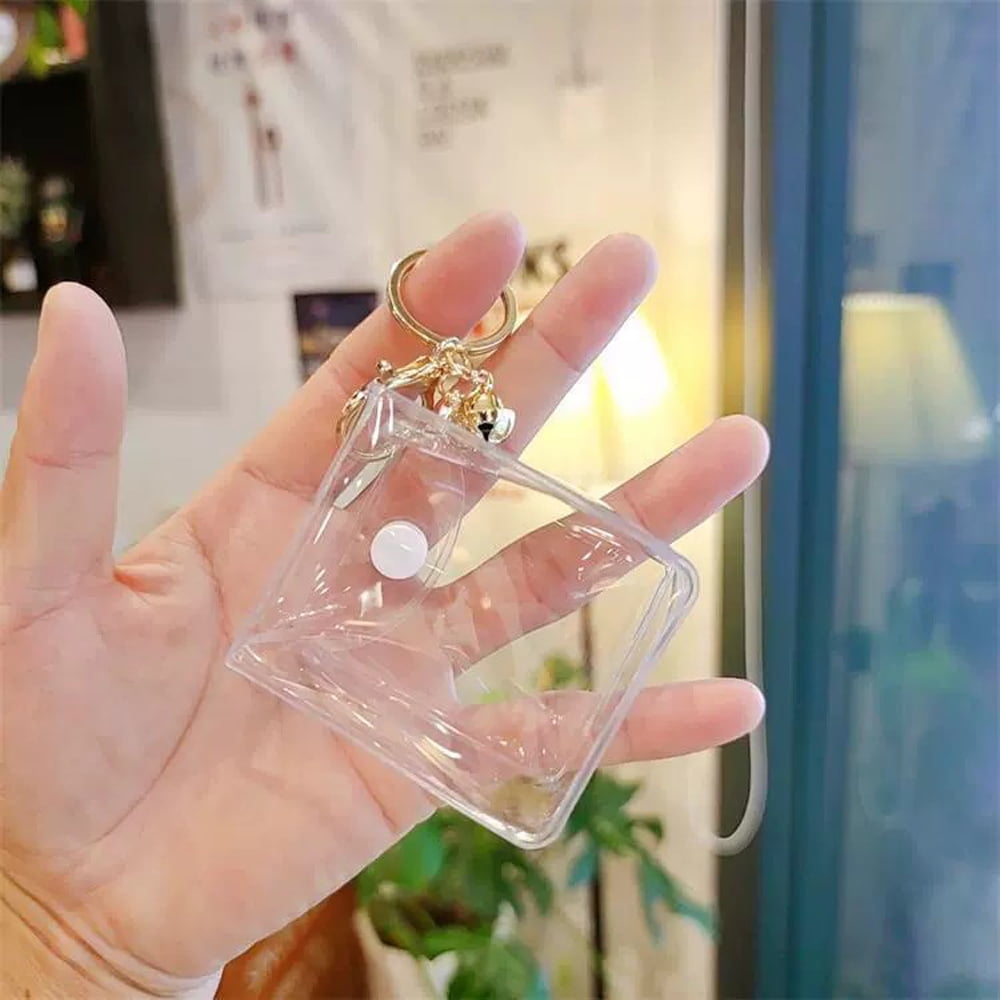 PVC Transparent Bag Keychains Cartoon Doll Blind Box Storage Bag Earphone Coin Purses Pouch Bag Pendant for Women Kids Gift