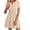 Beige, variant on cocolona Womens Short Sleeve V-Neck Elastic Waist Dresses Summer Casual Solid Color Pleated Mini Dress Vacation Beach Sun Dress