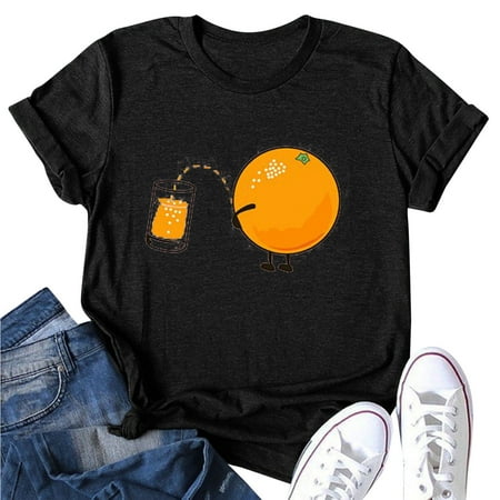 

EUMODR Underscrub Shirt Womens Long Sleeve Compression Shirt Print Sleeve Cute Women Orange Short O-Neck Casual T-Shirt Blouse Top Women S Blouse