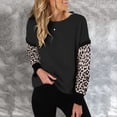 thumbnail image 2 of Trendfront Womens Color Block T Shirts With Cheetah Print Panel And Leopard Print Detail Crewneck Long Sleeve Casual Loose Fit Everyday Fall Layering Tee Tops, 2 of 4