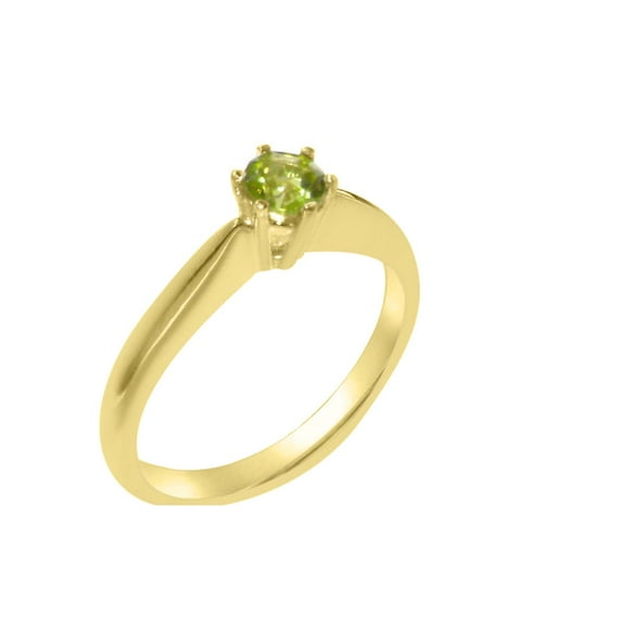 LBG British Made 14k Yellow Gold Natural Peridot Womens Anniversary Ring - 33 size options - Size 6