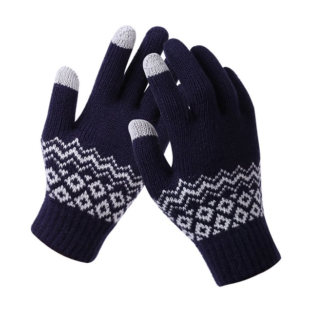 Guantes de jacquard gruesos y cálidos para adultos, guantes de invierno tejidos con pantalla táctil para mujer