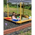 thumbnail image 6 of KidKraft Outdoor Covered Wooden Sandbox with Bins and Striped Canopy, 6 of 7