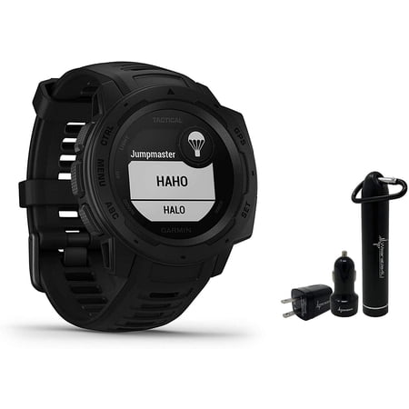 Garmin Instinct Rugged GPS Watch and Wearable4U Ultimate Power Pack Bundle (Tactical Black)