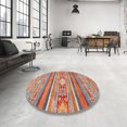 thumbnail image 4 of Ahgly Company Machine Washable Indoor Round Abstract Grapefruit Red Area Rugs, 3' Round, 4 of 7
