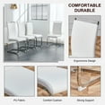 thumbnail image 5 of Sumdeal 7-Piece Pedestal Marble Dining Table Set for 6, White Faux Marble 63inch Table with High Back Upholstered Chairs, 5 of 8