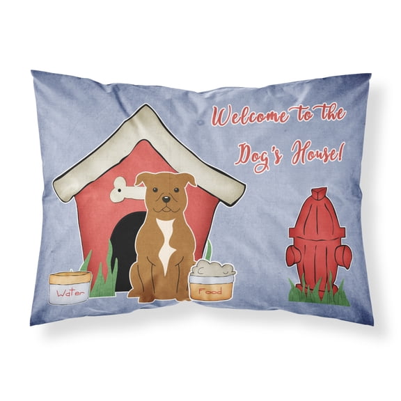Dog House Collection Staffordshire Bull Terrier Brown Fabric Standard Pillowcase