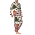thumbnail image 2 of Lsque Vintage Coffee Pattern Long Sleeve Pajama Set for Men - Soft 2-Piece Sleepwear and Loungewear Set with Pockets, Comfy Nightwear-XX-Large, 2 of 7