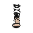 thumbnail image 6 of BLISSFUL STEP Lace Up Strappy Block Mid Heels Sandals for Women Black (Size 9), 6 of 7