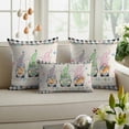 thumbnail image 6 of Easter Decorative Throw Pillow Covers 20x20 Inch Set of 2 Gnome Bunny Carrot Home Decor Pillow Cases for Couch, Rabbit Ears Floral Butterfly Cushion Case for Living Room Bedroom Bed Car Chair, 6 of 9