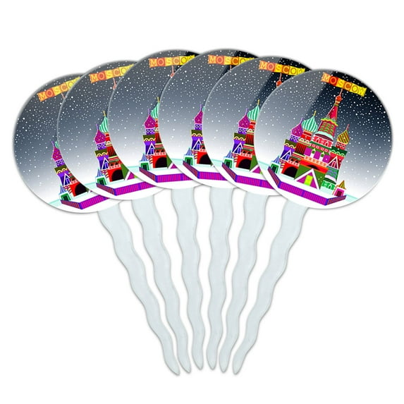 Moscow Saint Basil's Cathedral Cupcake Picks Toppers - Set of 6