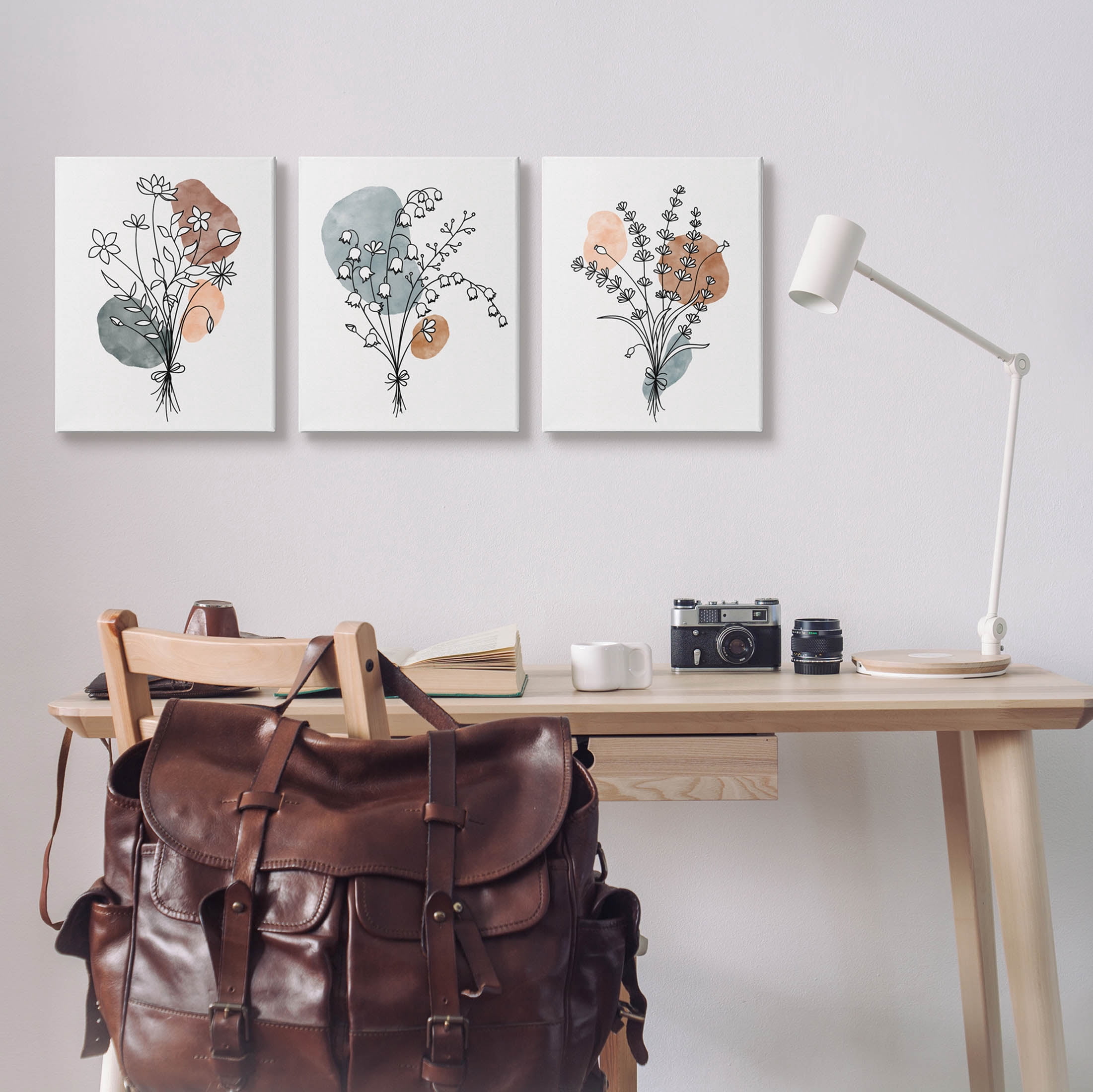 Stupell Industries Neutral Bohemian Herb Bunches Graphic Art Gallery Wrapped Canvas Print Wall Art, Set of 3, Design by JJ Design House LLC