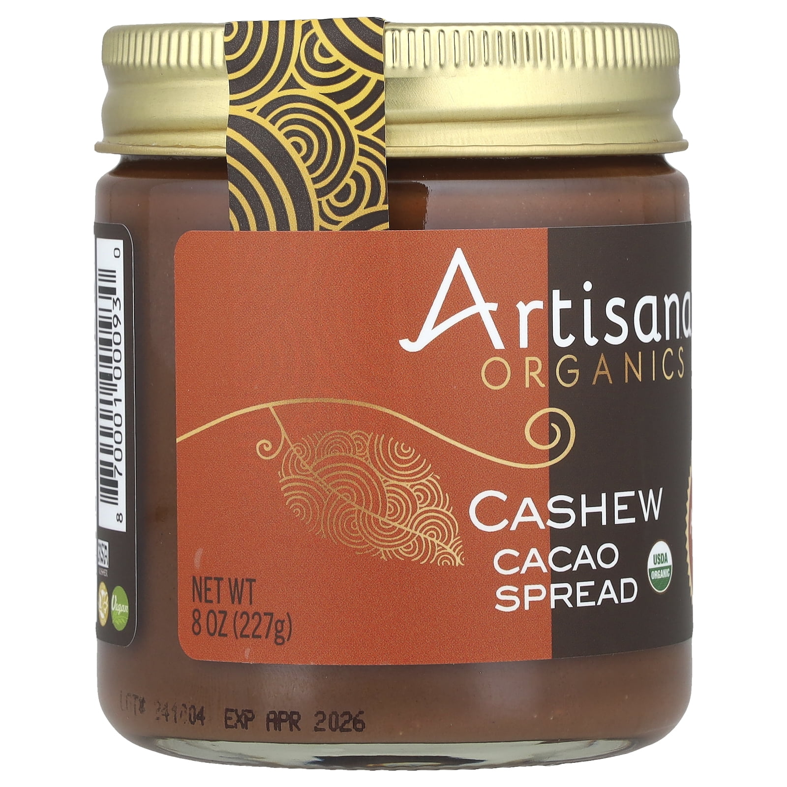 Artisana Organics Cashew Cacao Spread, 8 oz, Vegan Gluten-Free