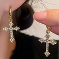 thumbnail image 3 of Y2K Gothic Rhinestone Cross Earrings Kpop Crystal Zircon Cross Drop Earring for Women Grunge Egirl Earrings Jewelry Accessories, 3 of 7