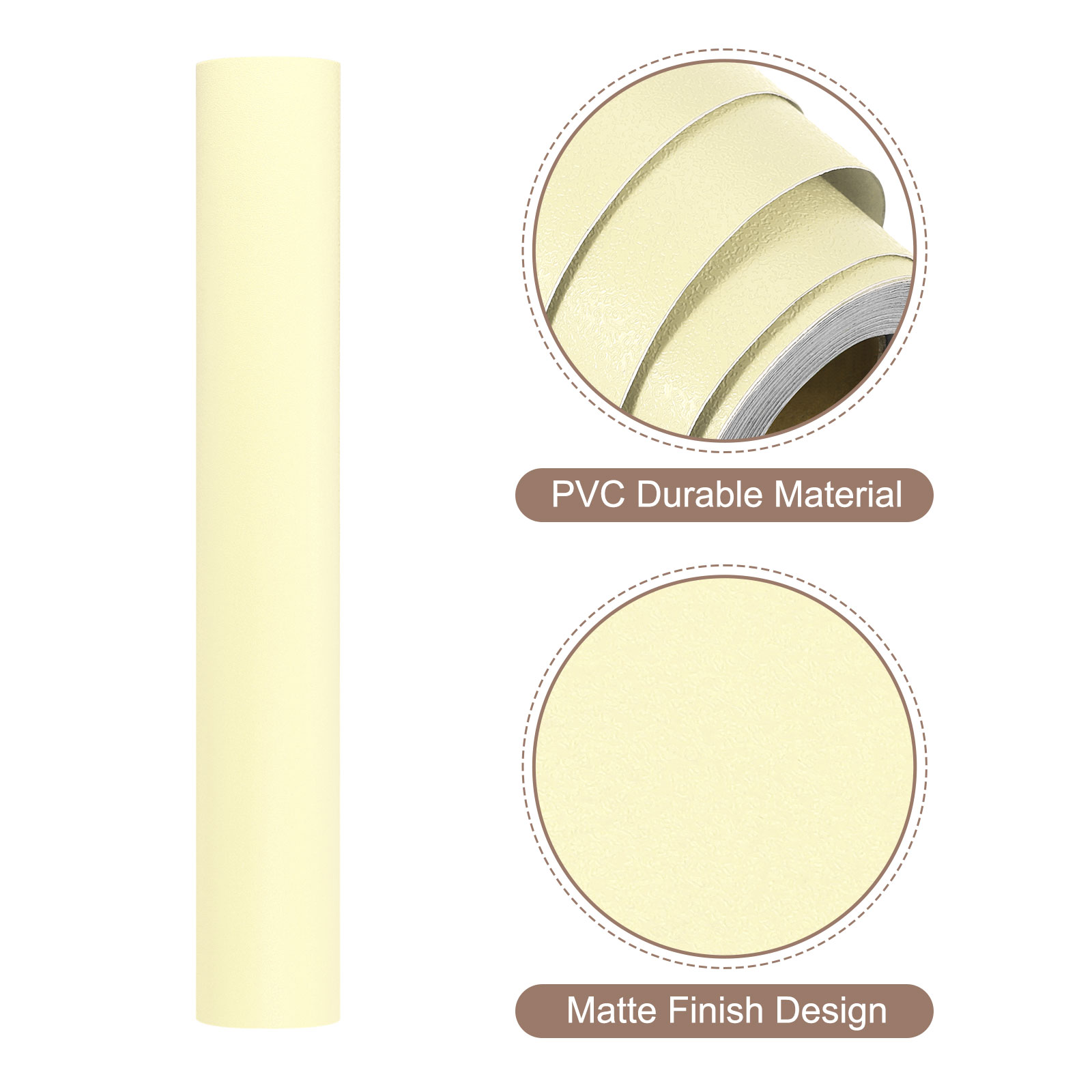 Unique Bargains Peel Stick Wallpaper Solid Color Vinyl Self-Adhesive Paper Brown Yellow