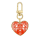 thumbnail image 1 of Corte de papel máscara facial roja de Ópera de Pekín Llavero de metal en forma de corazón dorado, 1 of 3