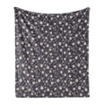 thumbnail image 1 of Floral Soft Flannel Fleece Throw Blanket, Abstract Silhouettes of Romantic Flowers Swirling Stems and Leaves, Cozy Plush for Indoor and Outdoor Use, 50" x 70", Dark Blue Grey and Beige, by Ambesonne, 1 of 6