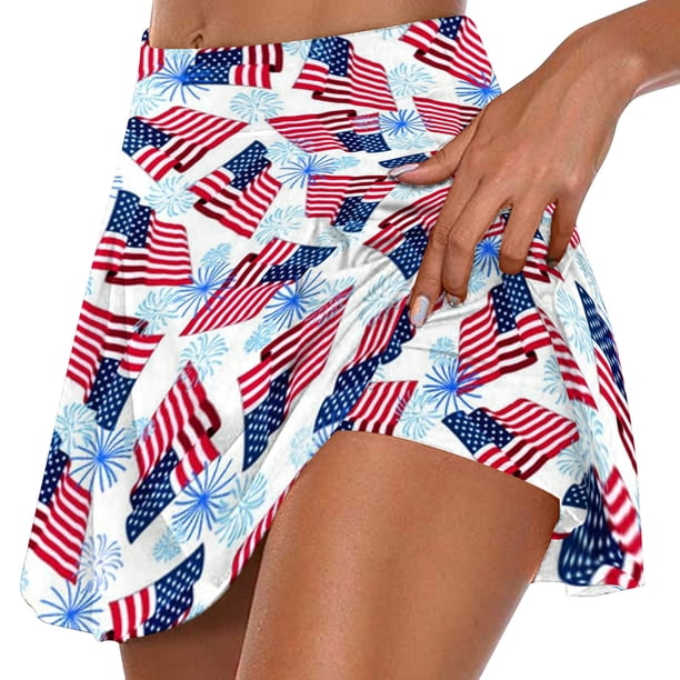 ICHUANYI Clearance Women's Summer Pleated Tennis Skirts Athletic Stretchy Short Yoga Fake Two Piece Trouser Skirt Shorts(Sky Blue, S) ICHUANYI WER2023080904972