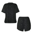 thumbnail image 5 of Naloa Black Glitter Women's Short-Sleeved Pajama Set, Loungewear, Summer pajamas, Breathable Cozy - Large, 5 of 9