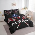 thumbnail image 3 of Homewish Lacrosse Bedding Comforter Set 7 Pieces, Kids Teens Sport Full Bedding Set, American Flag Fitted Sheet Flat Sheet, Super Cozy Room Decor, 3 of 8