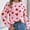 Pink, variant on Women 2024 Fall Sweater Hearts Printed Crew Neck Long Sleeve Lightweight Knit Pullover Sweater Tops Casual Loose Fit Blouse