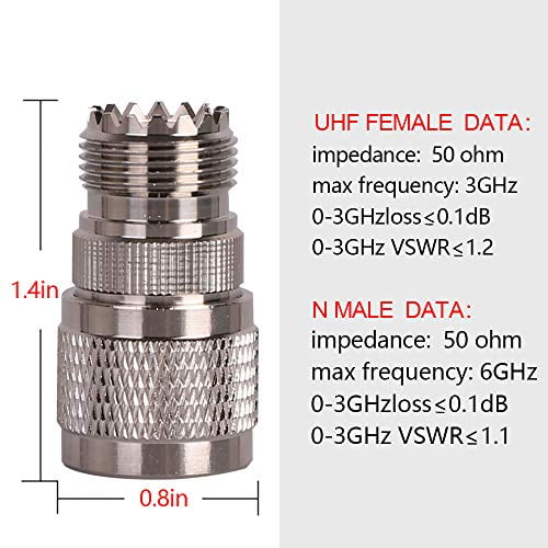 N Male to UHF Female Adapter N Connector to PL-259 SO-239 Coax RF Coaxial Cable Connectors Pack of 2 by XRDS_RF(NOT for TV)