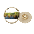 thumbnail image 1 of Field Art Deco Fashion Round Metal Golden Pin Brooch Clip, 1 of 3