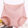 thumbnail image 2 of Lumtrix Women Cotton Underwear Comfort Ribbed High Waisted Panties Breathable Full Coverage Briefs Pink 5XL, 2 of 3