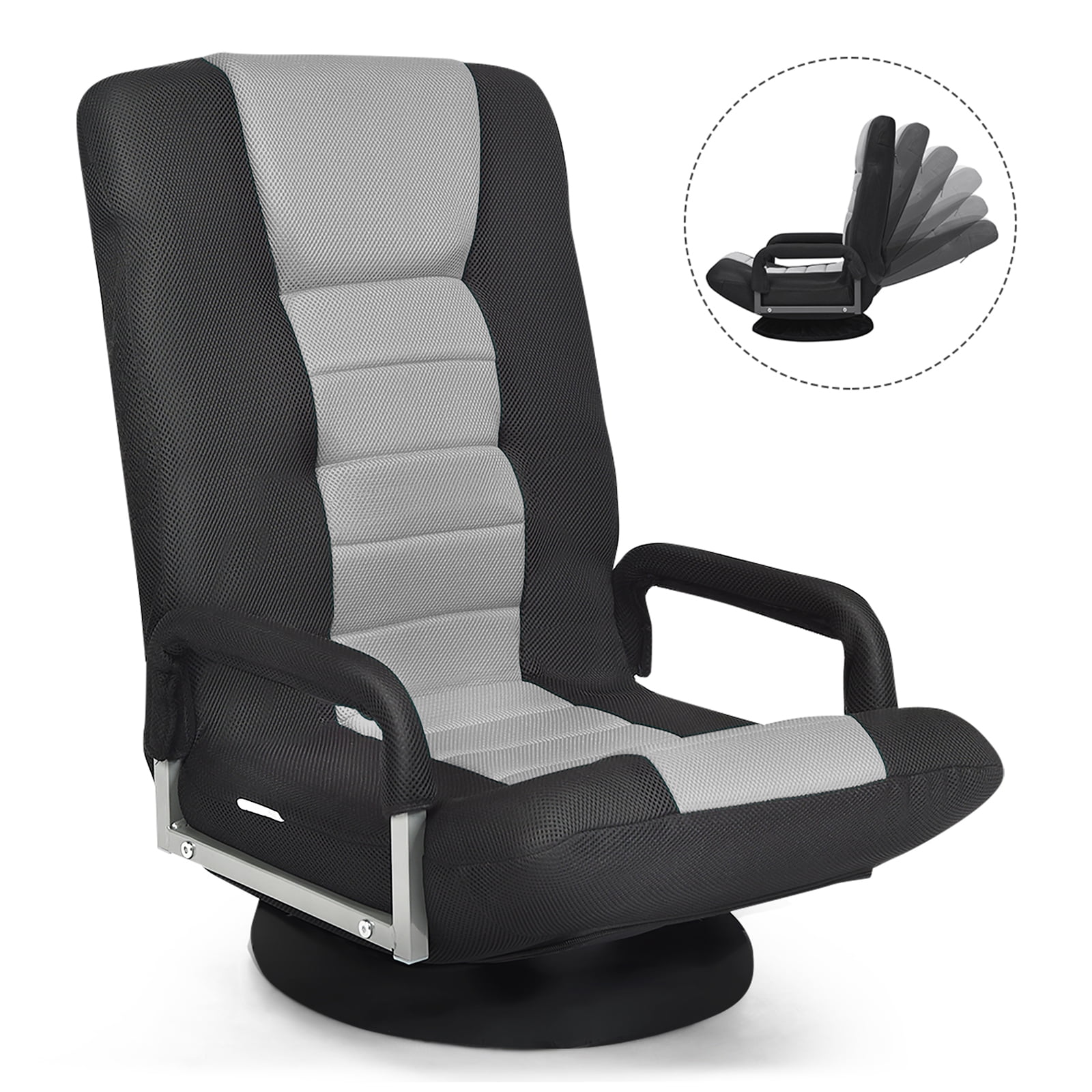 Chaise De Sol Pivotante GIANTEX 360° - Dossier Réglable 6 Positions, Pliable, Charge 150 Kg, Rouge Ou Bleu Fauteuil Pivotant