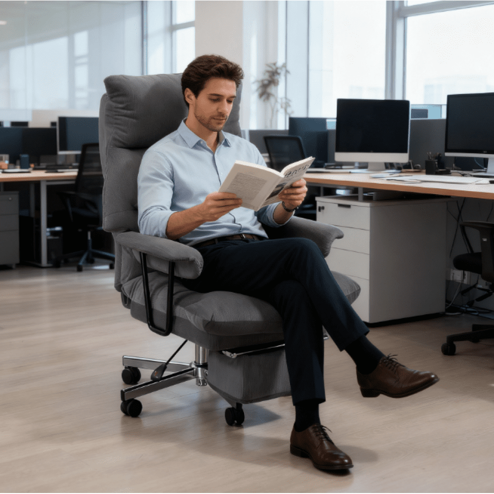 gray overstuffed office chair with product