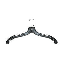 NAHANCO 2500BH Plastic Top Hangers, Heavy Weight with Black Hook, 17", Black (Pack of 100)