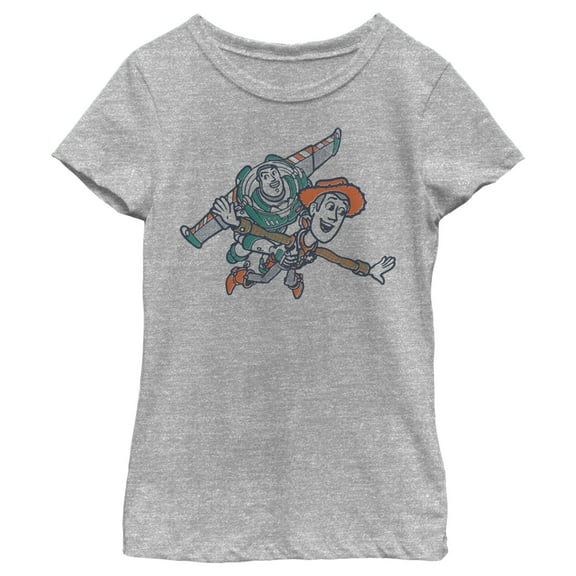 Disney Little, Big Pixar Toy Story Come Fly with Me Girls Short Sleeve Tee Shirt X-Large Athletic Heather