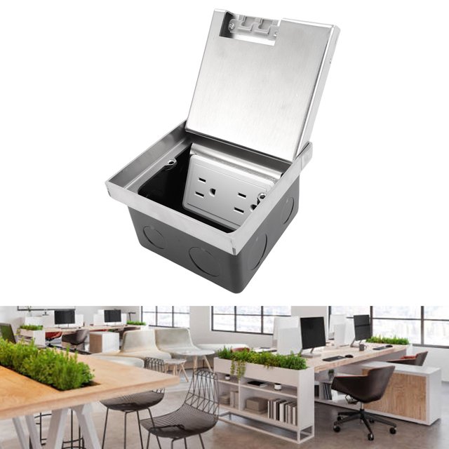 Toma De Receptáculo De Piso, Kit De Toma De Corriente De Piso Empotrado, Caja De Cubierta, Sellado De Acero Inoxidable Y PC Con Tornillos Para Azulejos