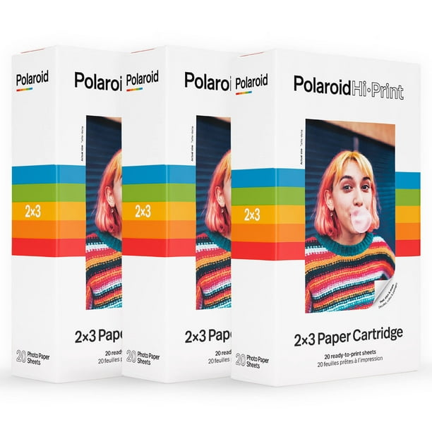 Papel fotográfico Polaroid Hi-Print de 2 x 3 pulgadas, paquete triple (60 hojas)