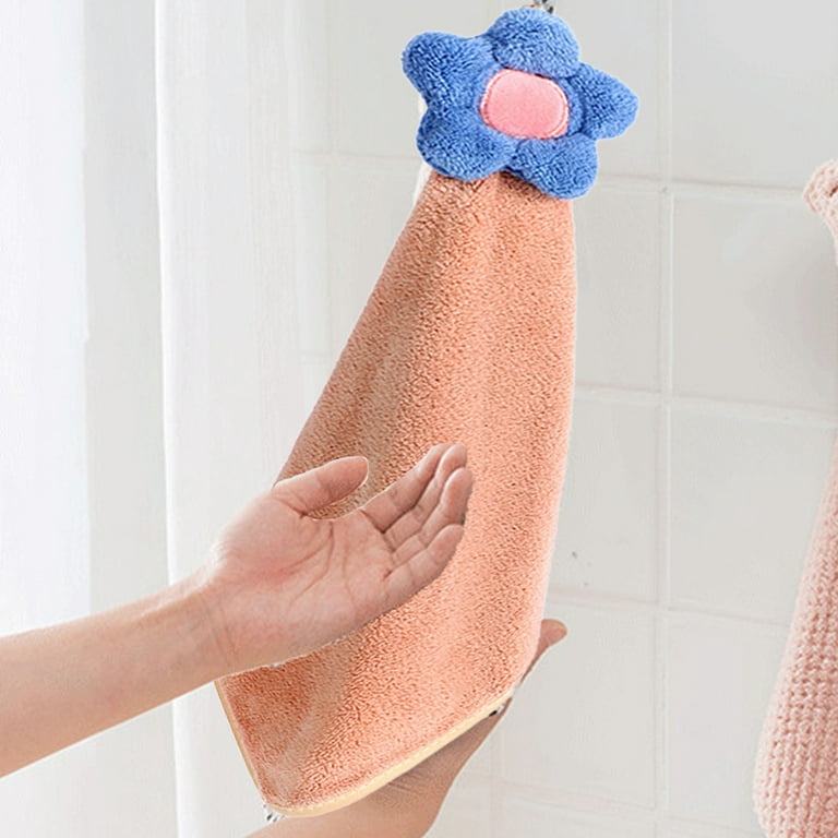 Kitchen Hand Towels with Loop,Bathroom Hand Towels Hanging,Soft Absorbent Hand  Towels 