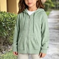 thumbnail image 2 of Mooqilaa Girls Zip up Hoodies, Spring Fall Casual Long Sleeve Knitted Lightweight Outerwear Green Size 9-10 T, 2 of 5