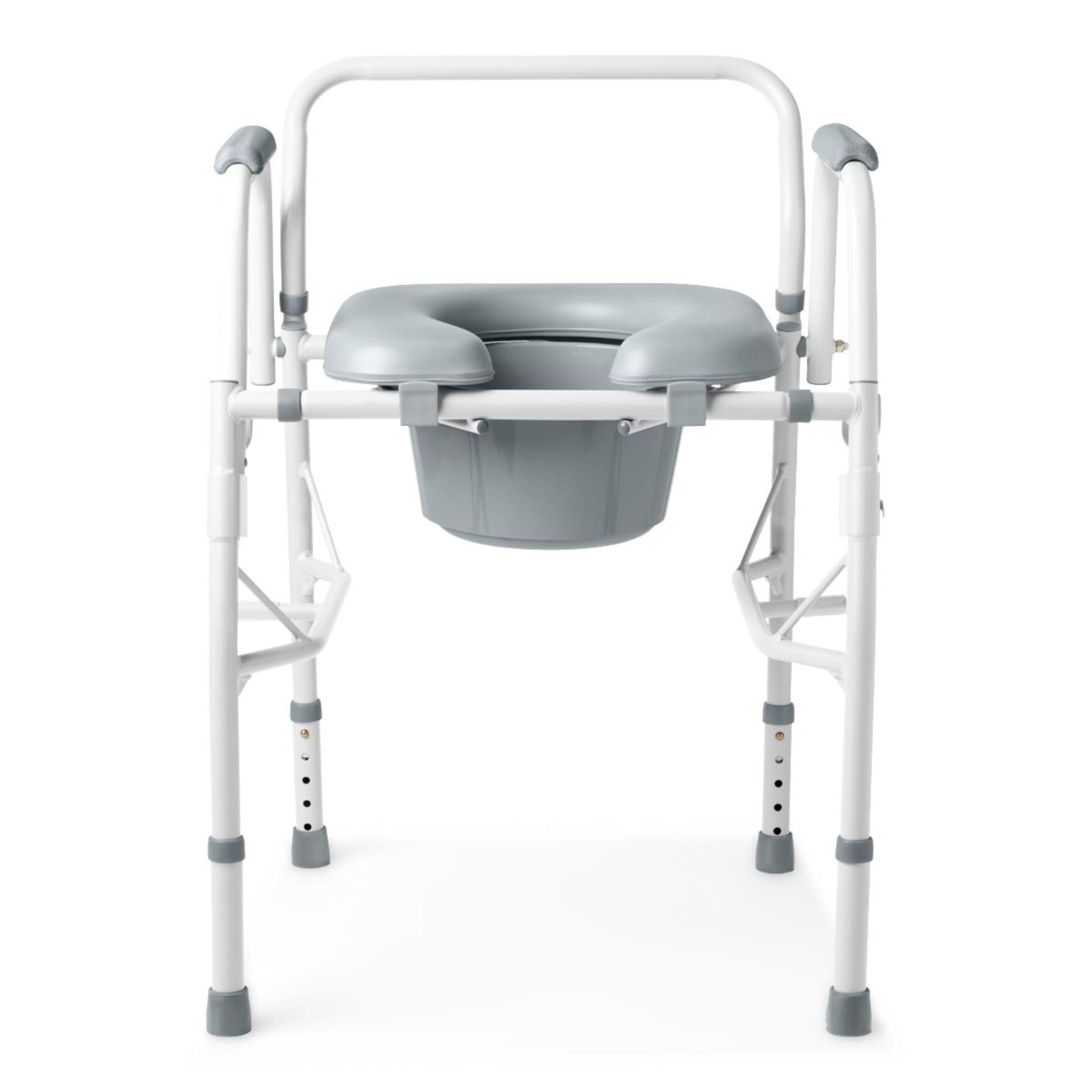 Medline Drop-Arm Commode, Swing Away Arm for Easy Transfer, with Padded Seat, Supports up to 350 lbs, Gray