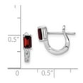 thumbnail image 2 of Solid 925 Sterling Silver Garnet January Red Gemstone Hinged Hoop Huggie Earrings - 12mm x 11mm, 2 of 3