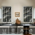 thumbnail image 4 of Vintage Black Marble Tier Kitchen Curtains for Bathroom Living Rod Pocket Window Drapes 28"x39" 2 Panels Window Treatment Tiers, 4 of 4