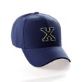 thumbnail image 1 of Classic 3D Raised Initial Letters A to Z Structured Baseball Hat Cap Adjustable, Navy Hat White Black Letter X, 1 of 3